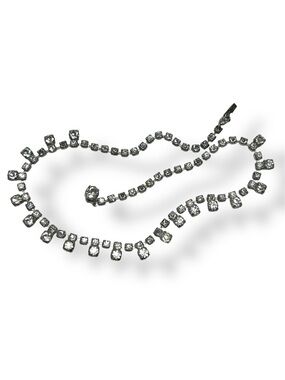 14” • Vintage • Silver • Clear Rhinestone Crystals • Tennis Necklace